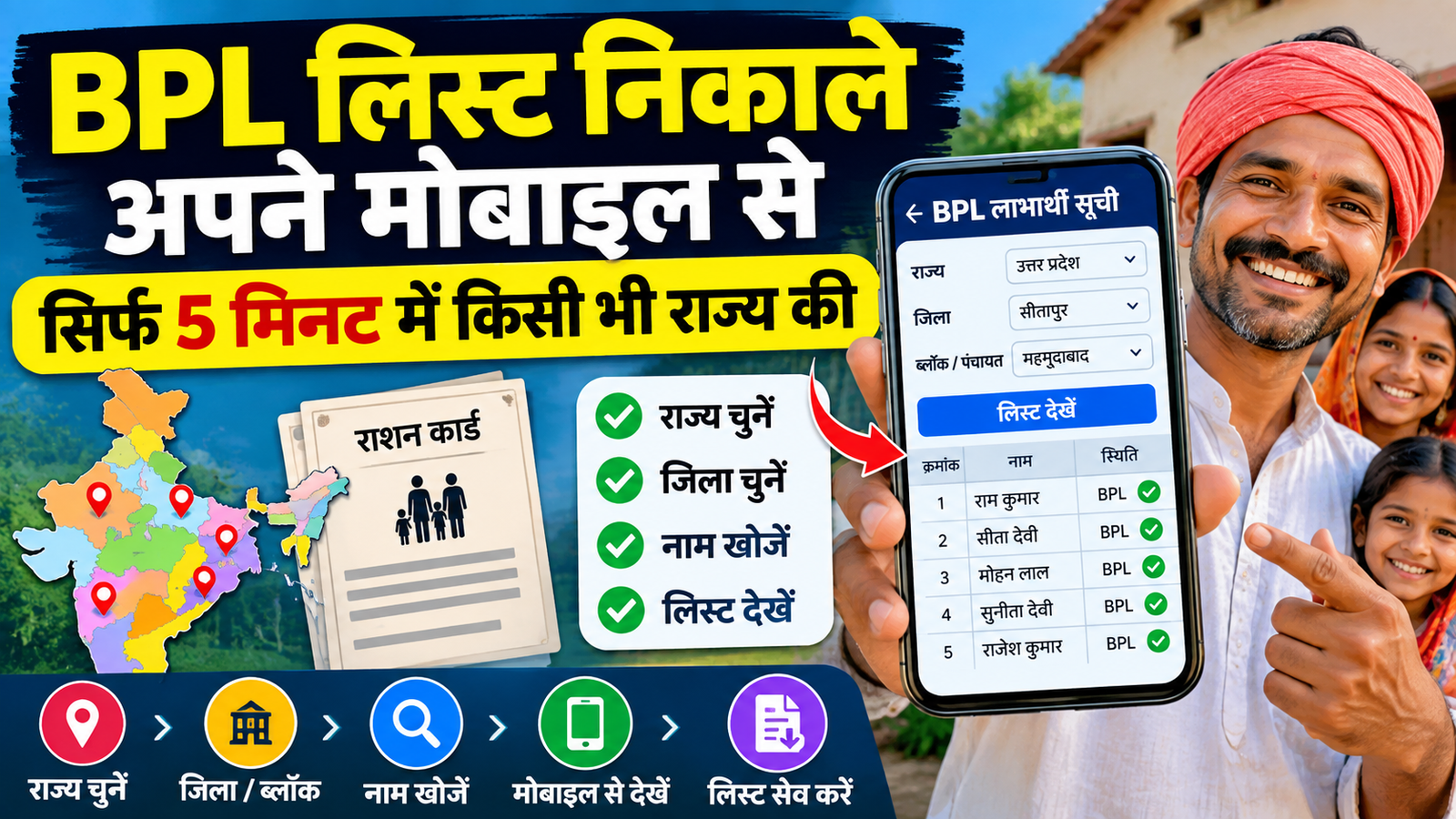 BPL लिस्ट अपने मोबाइल से सिर्फ 5 मिनट में निकालें? किसी भी राज्य की पूरी प्रक्रिया